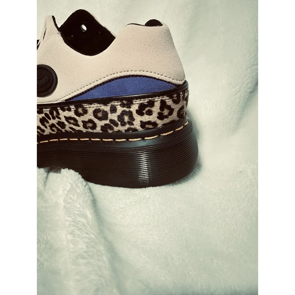 Dr. Martens Buzz 5-Eye Leopard Suede Platform Shoes in Powder Pink Size 8 NWT